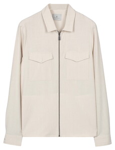 Thomas Maine Reva Yarn Dyed Seersucker Overshirt Licht Beige
