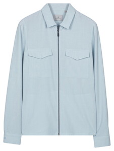 Thomas Maine Reva Yarn Dyed Seersucker Overshirt Licht Blauw