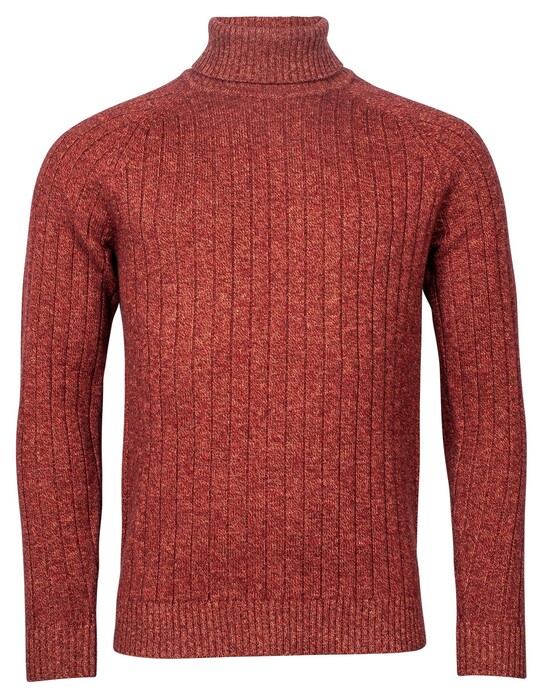 Thomas Maine Roll Neck Cable Structure Pullover Jasper Red
