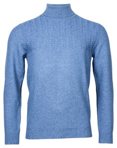 Thomas Maine Roll Neck Pullover Uni Color Duo Structure Mid Blue