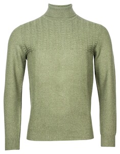 Thomas Maine Roll Neck Pullover Uni Color Duo Structure Moss Green