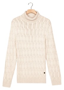 Thomas Maine Rollneck Allover Multi Diagonal Cable Knit Trui Off White