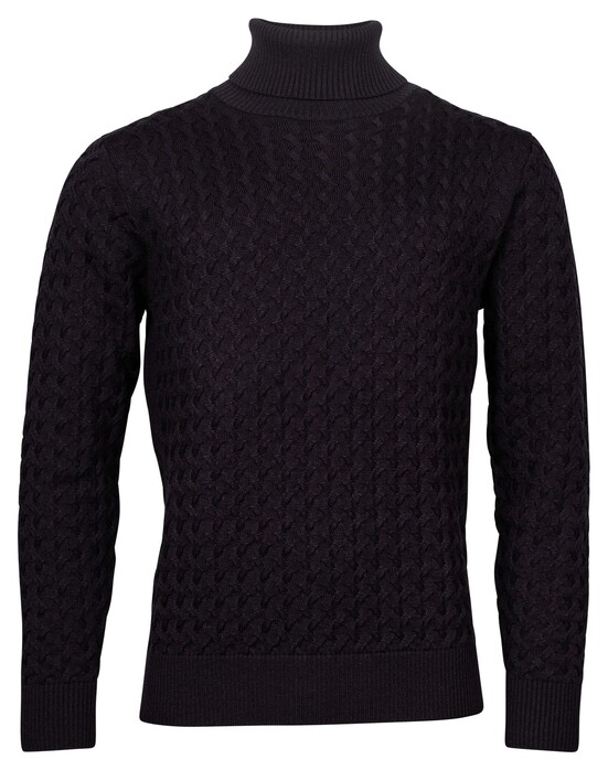 Thomas Maine Rollneck Cable Knit Pattern Pullover Navy