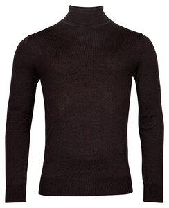 Thomas Maine Rollneck Pullover Single Knit Merino Dark Brown Melange