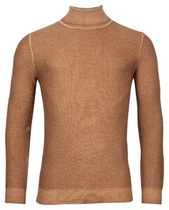 Thomas Maine Rollneck Structure Knit Mercerized Merino Trui Camel