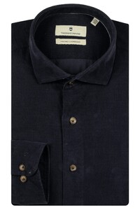 Thomas Maine Roma Fine Corduroy Uni Color Modern Kent Overhemd Navy