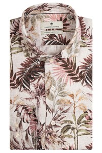 Thomas Maine Roma Linen Tropical Pattern Modern Kent Shirt Sand-Pink