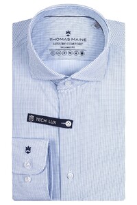 Thomas Maine Roma Luxury Comfort Stretch Mini Triangles Modern Kent Overhemd Blauw