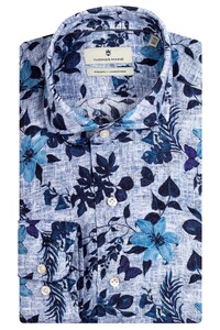 Thomas Maine Roma Melange Floral Pattern Modern Kent Overhemd Navy