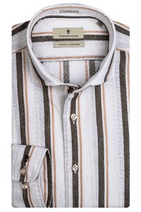 Thomas Maine Roma Modern Kent Bold Vintage Stripe Overhemd Off White