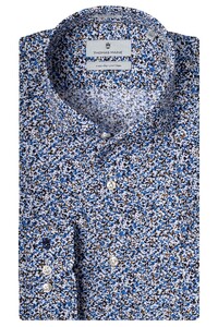 Thomas Maine Roma Modern Kent Camouflage by Leggiuno Shirt Cobalt Blue