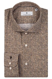 Thomas Maine Roma Modern Kent Chain Pattern Shirt Brown