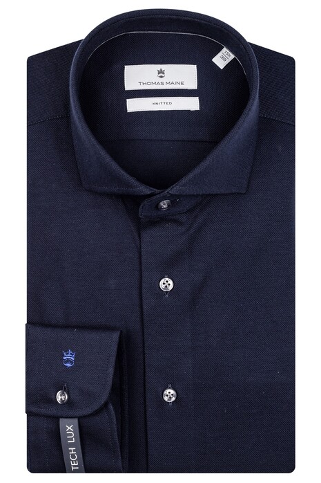 Thomas Maine Roma Modern Kent Cotton Pique 2Tone Shirt Navy