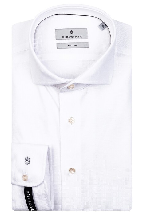 Thomas Maine Roma Modern Kent Cotton Pique 2Tone Shirt White