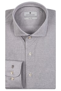 Thomas Maine Roma Modern Kent Cotton Piqué Overhemd Grijs