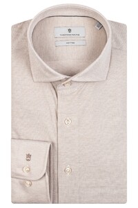 Thomas Maine Roma Modern Kent Cotton Piqué Overhemd Zand