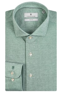 Thomas Maine Roma Modern Kent Cotton Pique Shirt Green
