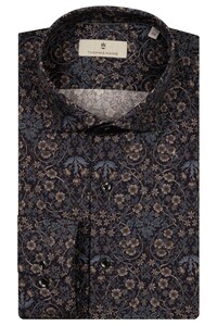 Thomas Maine Roma Modern Kent Dark Floral Pattern Poplin Overhemd Navy