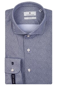Thomas Maine Roma Modern Kent Diagonal Stripe Tech Lux Knit Shirt Navy