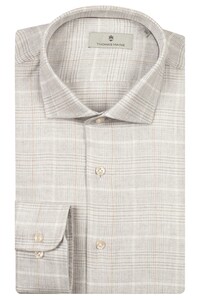 Thomas Maine Roma Modern Kent Flanel Multi Check Overhemd Licht Grijs