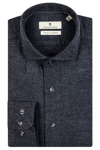 Thomas Maine Roma Modern Kent Flannel Herringbone Shirt Anthracite Grey