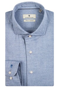 Thomas Maine Roma Modern Kent Flannel Herringbone Shirt Sky Blue