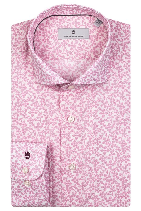 Thomas Maine Roma Modern Kent Floral Pattern Shirt Light Pink-White