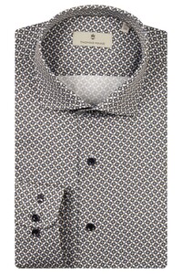 Thomas Maine Roma Modern Kent Geometric Pattern Cotton Stretch Overhemd Navy