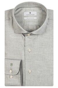 Thomas Maine Roma Modern Kent Herringbone Flanel Tencel Overhemd Soft Green
