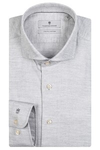 Thomas Maine Roma Modern Kent Herringbone Flannel Tencel Shirt Soft Grey