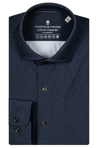 Thomas Maine Roma Modern Kent Hyper Stretch Two-Tone Luxury Comfort Overhemd Dark Navy