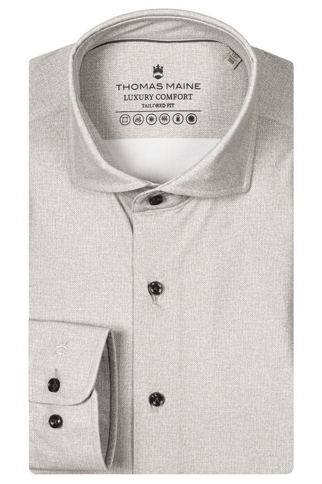 Thomas Maine Roma Modern Kent Hyper Stretch Two-Tone Luxury Comfort Shirt Soft Grey