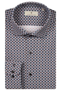 Thomas Maine Roma Modern Kent Hyperstretch Graphic Pattern Overhemd Grijs-Multi