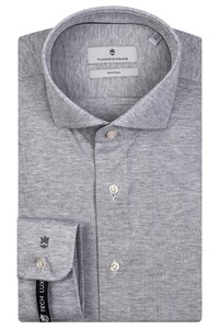 Thomas Maine Roma Modern Kent Jersey 2Tone Tech Lux Shirt Grey