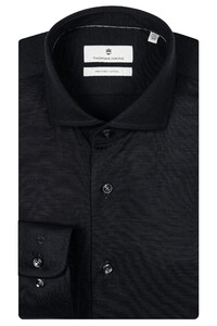 Thomas Maine Roma Modern Kent Jersey Merino Shirt Navy