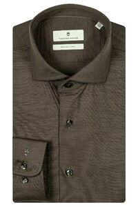 Thomas Maine Roma Modern Kent Jersey Merino Shirt Taupe