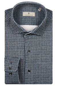 Thomas Maine Roma Modern Kent Jersey Pied-de-Poule Pattern Overhemd Navy