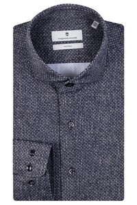 Thomas Maine Roma Modern Kent Knit Tech Jersey Mini Pattern Overhemd Navy