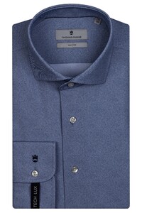 Thomas Maine Roma Modern Kent Knit Tech Twill Shirt Sky Blue-White