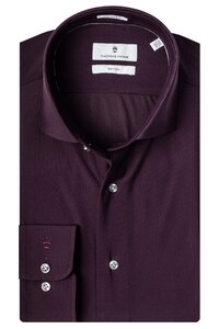 Thomas Maine Roma Modern Kent Knitted Tech Jersey by Canclini Overhemd Aubergine