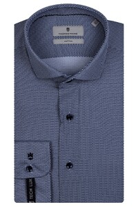 Thomas Maine Roma Modern Kent Knitted Tech Lux Overhemd Navy-Wit