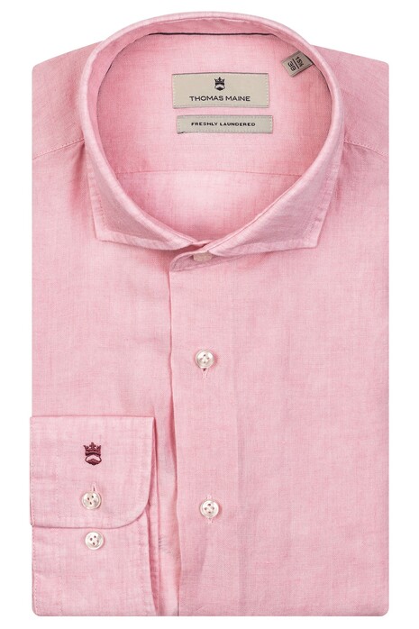 Thomas Maine Roma Modern Kent Linen by Albini Shirt Light Pink