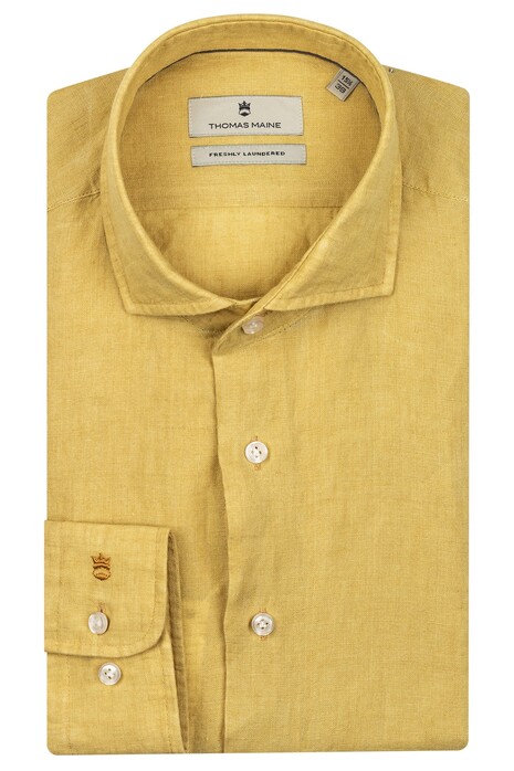 Thomas Maine Roma Modern Kent Linen by Albini Shirt Yellow