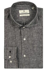 Thomas Maine Roma Modern Kent Linen Delave by Albini Shirt Anthracite Grey