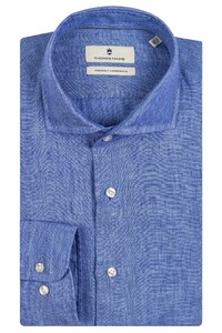 Thomas Maine Roma Modern Kent Linen Delave by Albini Shirt Blue