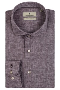 Thomas Maine Roma Modern Kent Linen Delave by Albini Shirt Brown
