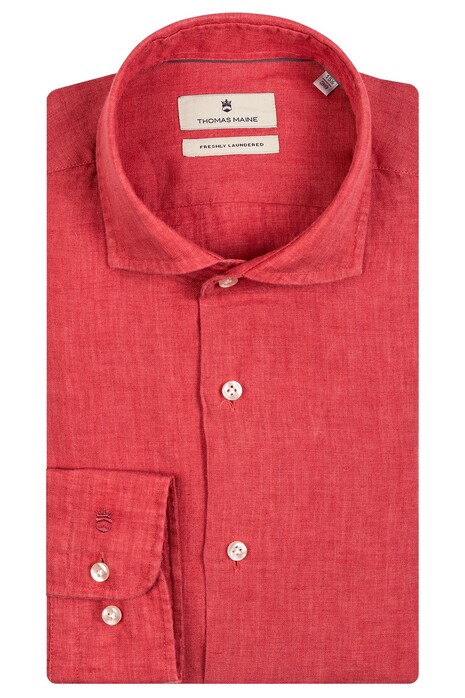 Thomas Maine Roma Modern Kent Linen Delave by Albini Shirt Coral