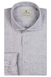 Thomas Maine Roma Modern Kent Linen Delave by Albini Shirt Light Grey
