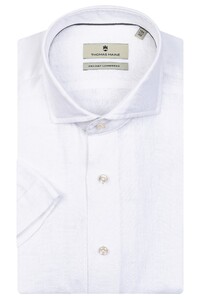 Thomas Maine Roma Modern Kent Linen Delave by Albini Shirt Optical White