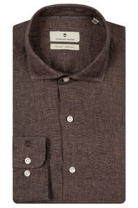 Thomas Maine Roma Modern Kent Linen Délavé Shirt Brown